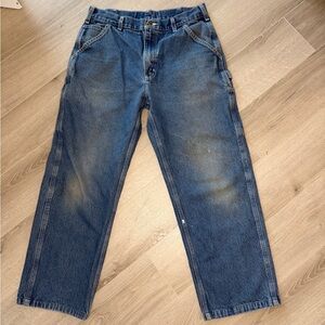 Carhartt Carpenter Jeans 34x32 Relaxed Dungaree Workwear Faded Paint